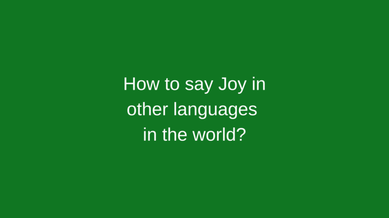 How to say Joy in other languages ​​in the world?