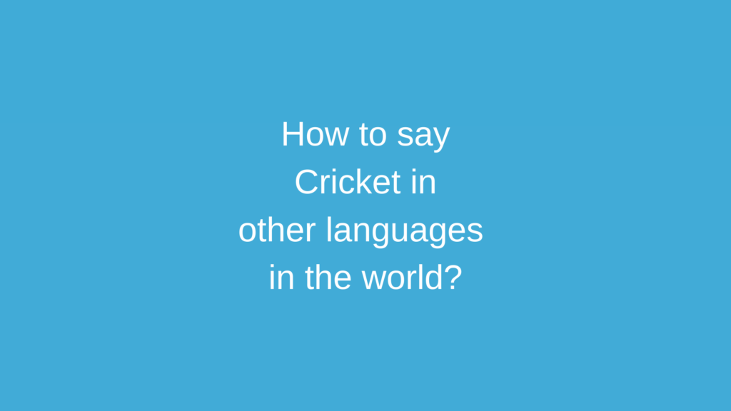 How to say Cricket in other languages ​​in the world?