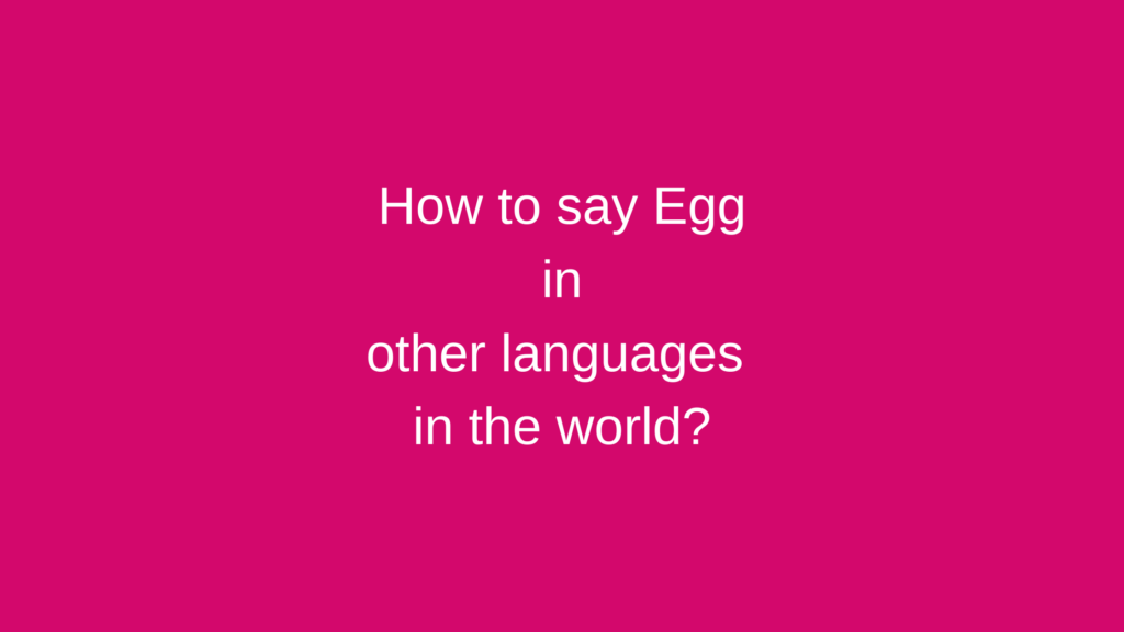 How to say Egg in other languages in the world?