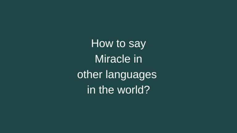 How to say Miracle in other languages ​​in the world?