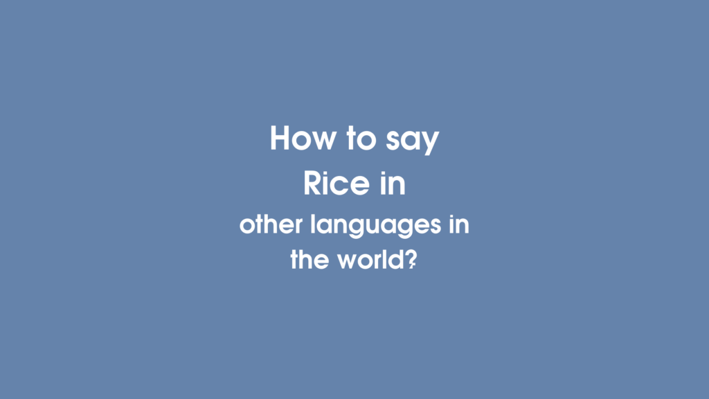 How to say Rice in other languages ​​in the world?