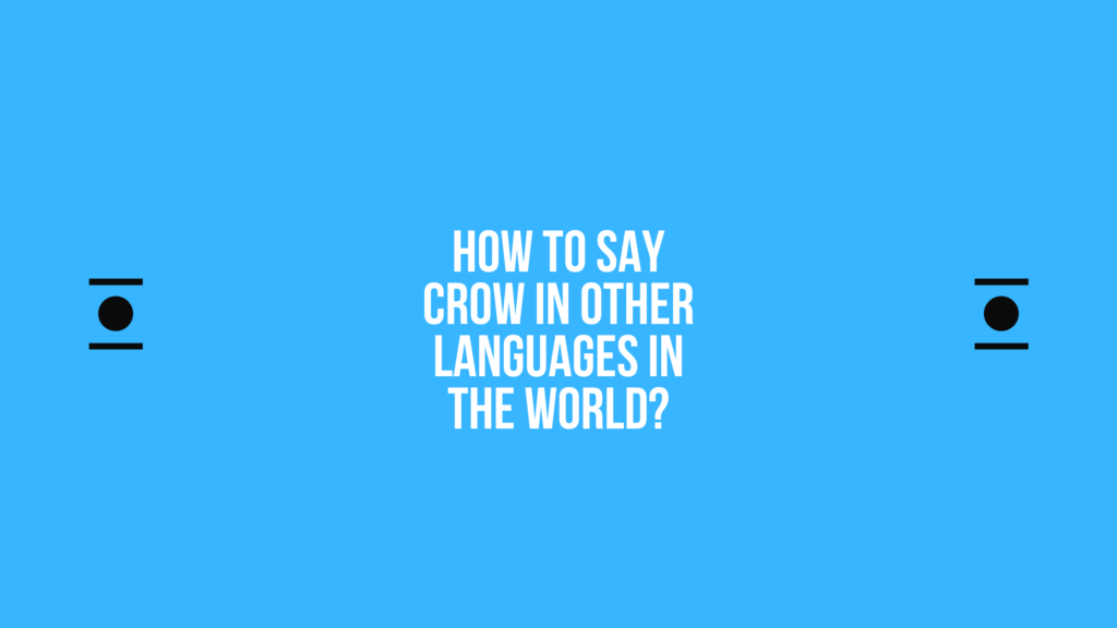 How to say Crow in other languages ​​in the world?