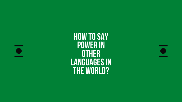 How to say Power in other languages ​​in the world?