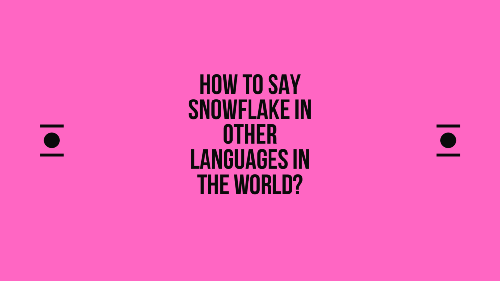 How to say Snowflake in other languages ​​in the world?
