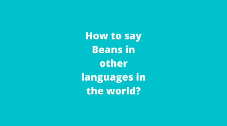 How to say Beans in other languages ​​in the world?