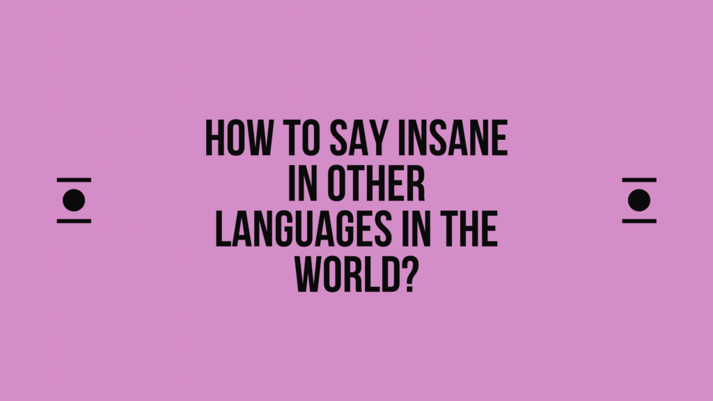 How to say Insane in other languages ​​in the world?