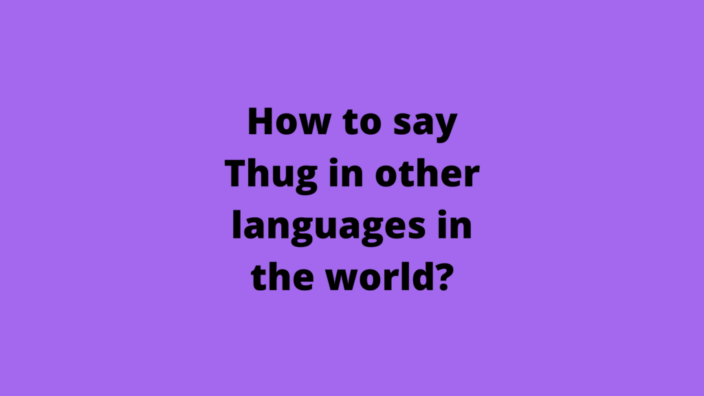How to say Thug in other languages ​​in the world?