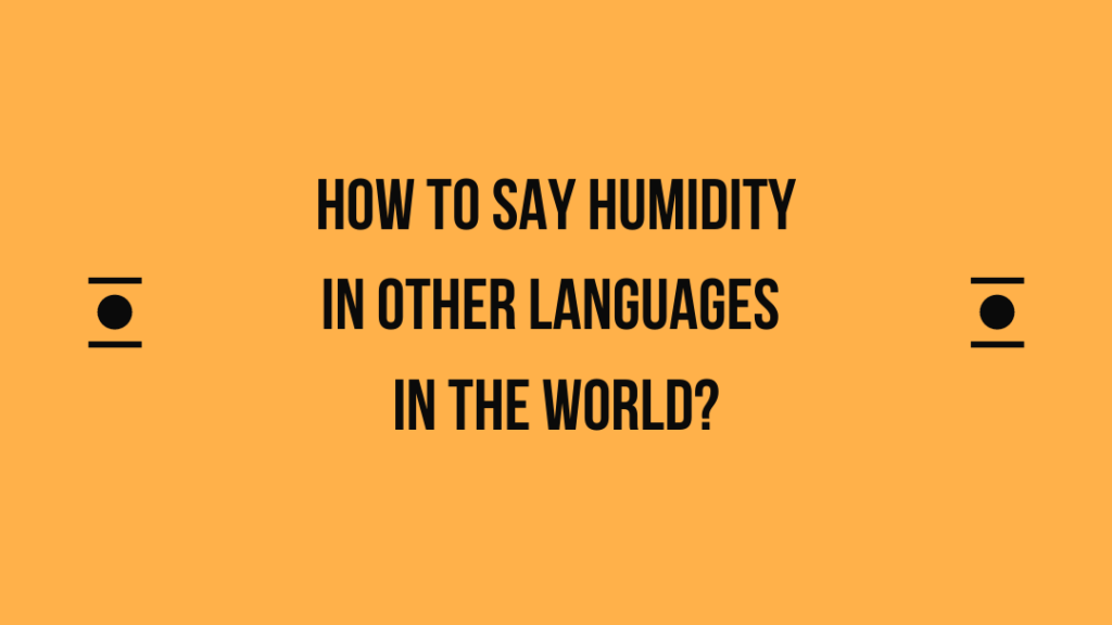 How to say Humidity in other languages ​​in the world?