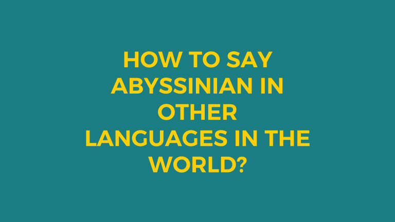 How to say Abyssinian in other languages ​​in the world?