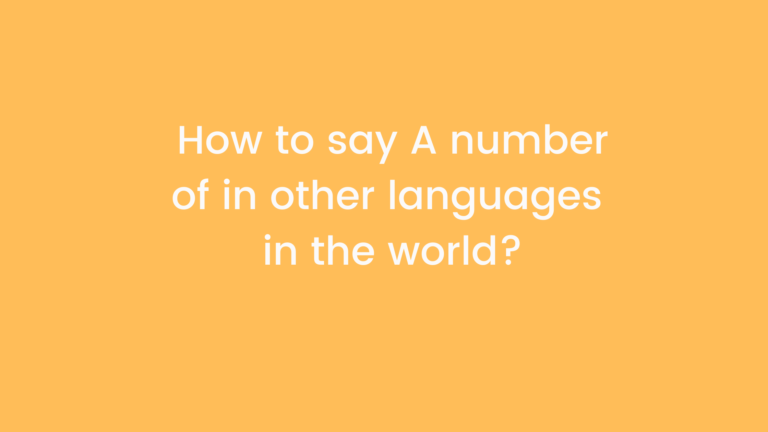 How to say A number of in other languages ​​in the world?